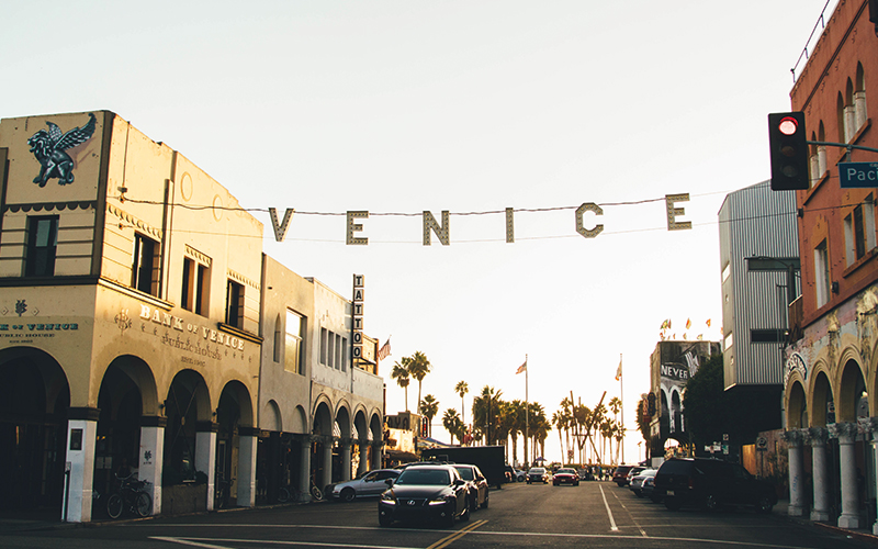 Cars parked at Venice Beach