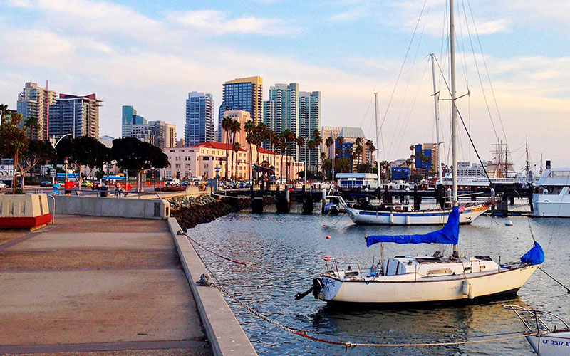 Boats docked up in San Diego