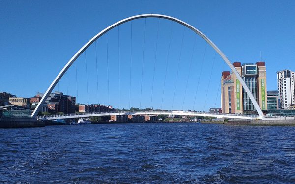 Water flowing under a bridge in Newcastle