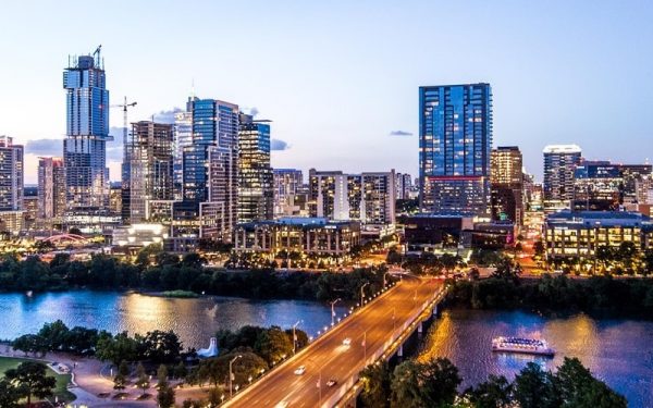 Austin skyline with lights