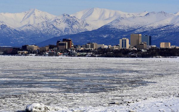Snowy plains in Anchorage