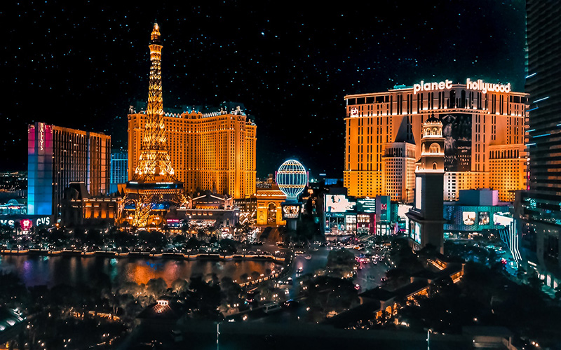Starry night and bright lights in Las Vegas